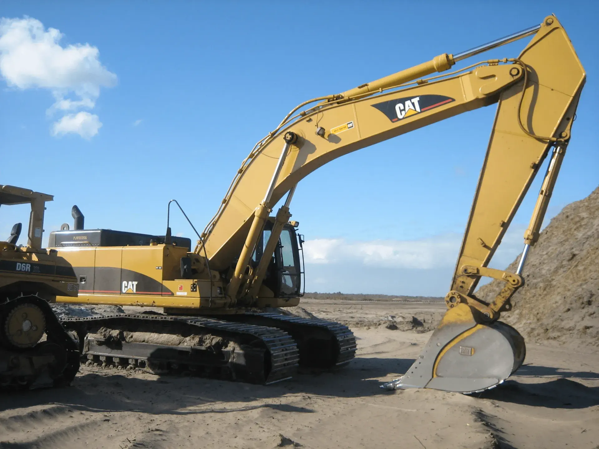 Large Caterpillar excavator parked at a job site