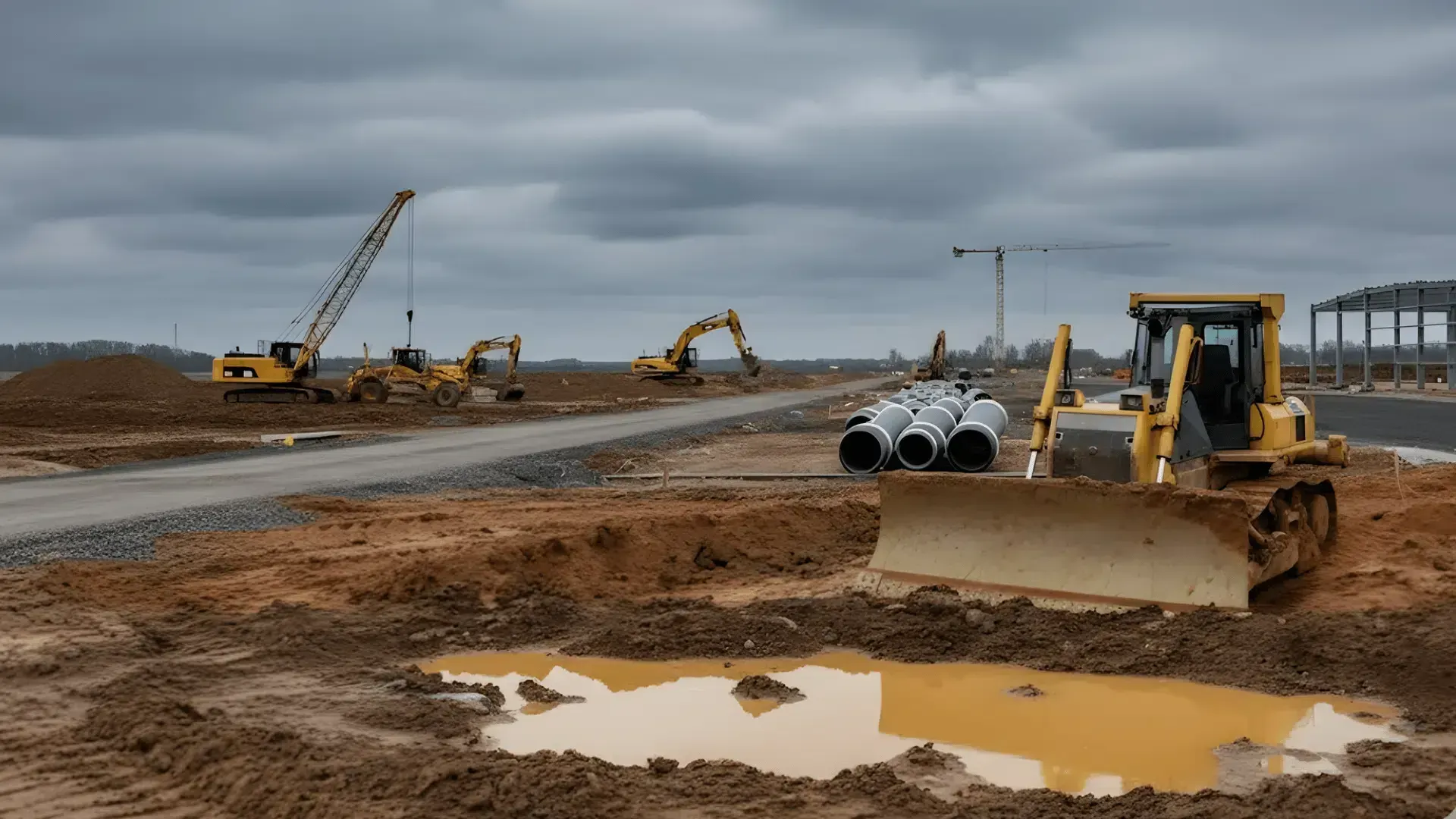 Heavy equipment grading ground for new construction